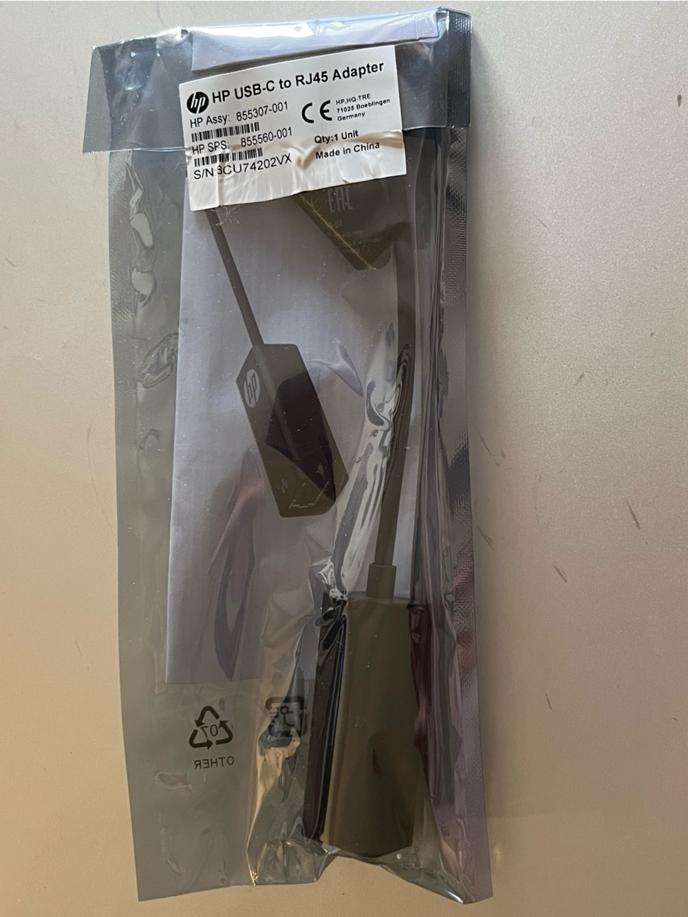 HP Black USB-C to RJ45 Network Adapter